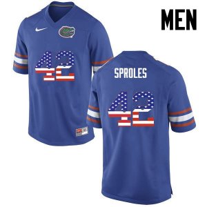 Men's Florida Gators #42 Nick Sproles NCAA Nike Blue USA Flag Fashion Authentic Stitched College Football Jersey NVG7262JZ